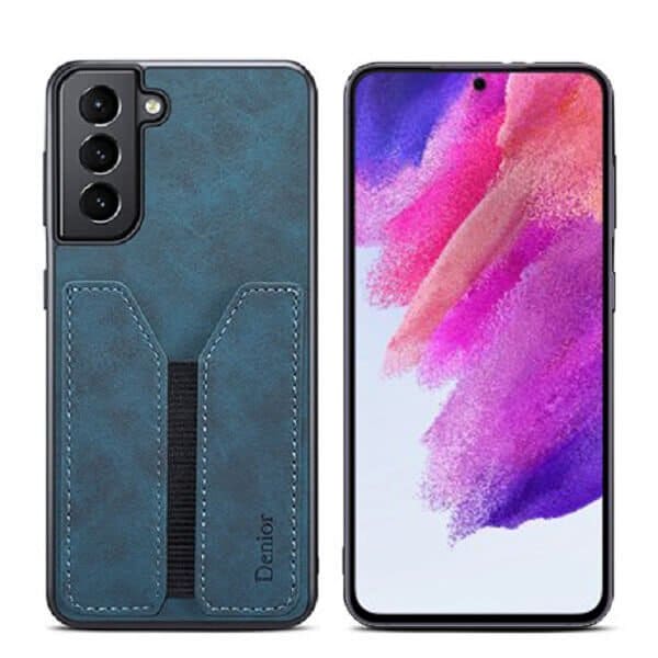 Blue Denior Samsung Galaxy S21 FE Leather Case with Wallet Cover Blue Denior Samsung Galaxy S21 FE Leather Case with Wallet Cover